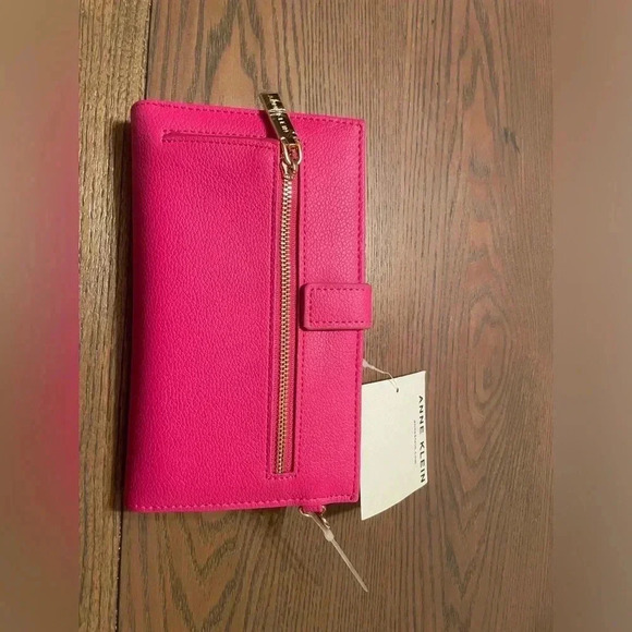 ANNE Klein Wristlet Wallet Bright pink Rhinestone Multi Shape Design NWT - Picture 3 of 5